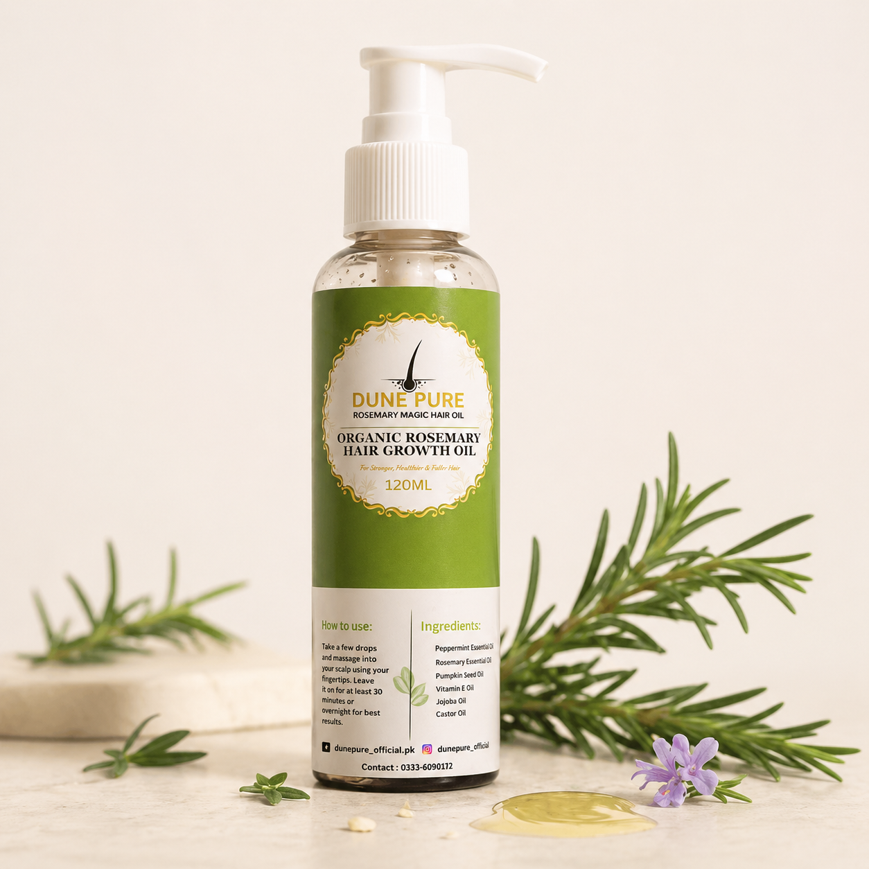 DunePure Organic Rosemary Magic Hair Oil